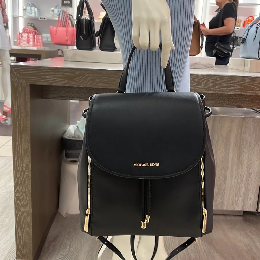 Michael Kors Backpack Bag Phoebe Medium Flap Drawstring Backpack Black 

NWT - Picture 10 of 16
